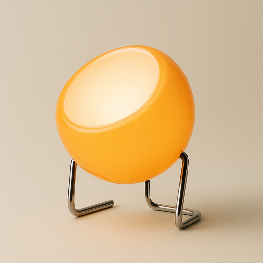 Lampe de Chevet Bauhaus en Verre Soufflé – Design Rétro LED, Lumière Chaude et Pied Métal Élégant