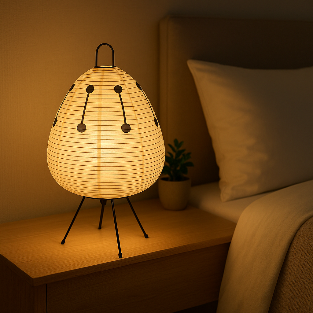 Lampe de Chevet LED Japonaise en Papier Xuan – Design Minimaliste Fait Main, Lumière Dimmable et Ambiance Apaisante pour Chambre ou Salon