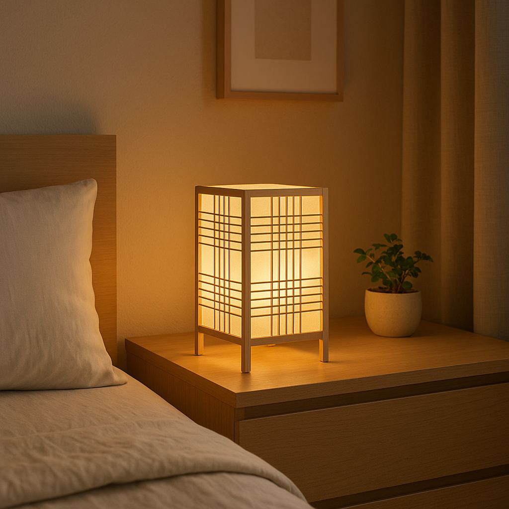 Lampe de Chevet Bambou – Tissage Japonais Minimaliste, Lumière LED Apaisante pour Ambiance Zen et Déco Élégante