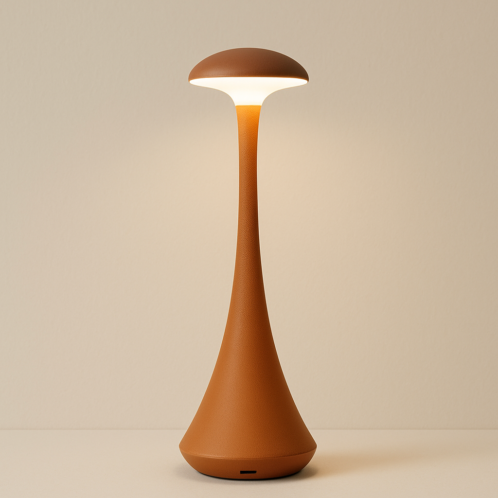 Lampe de Chevet LED Tactile Rechargeable – Design Champignon en Aluminium, Dimmable 3 Tons pour Ambiance Élégante
