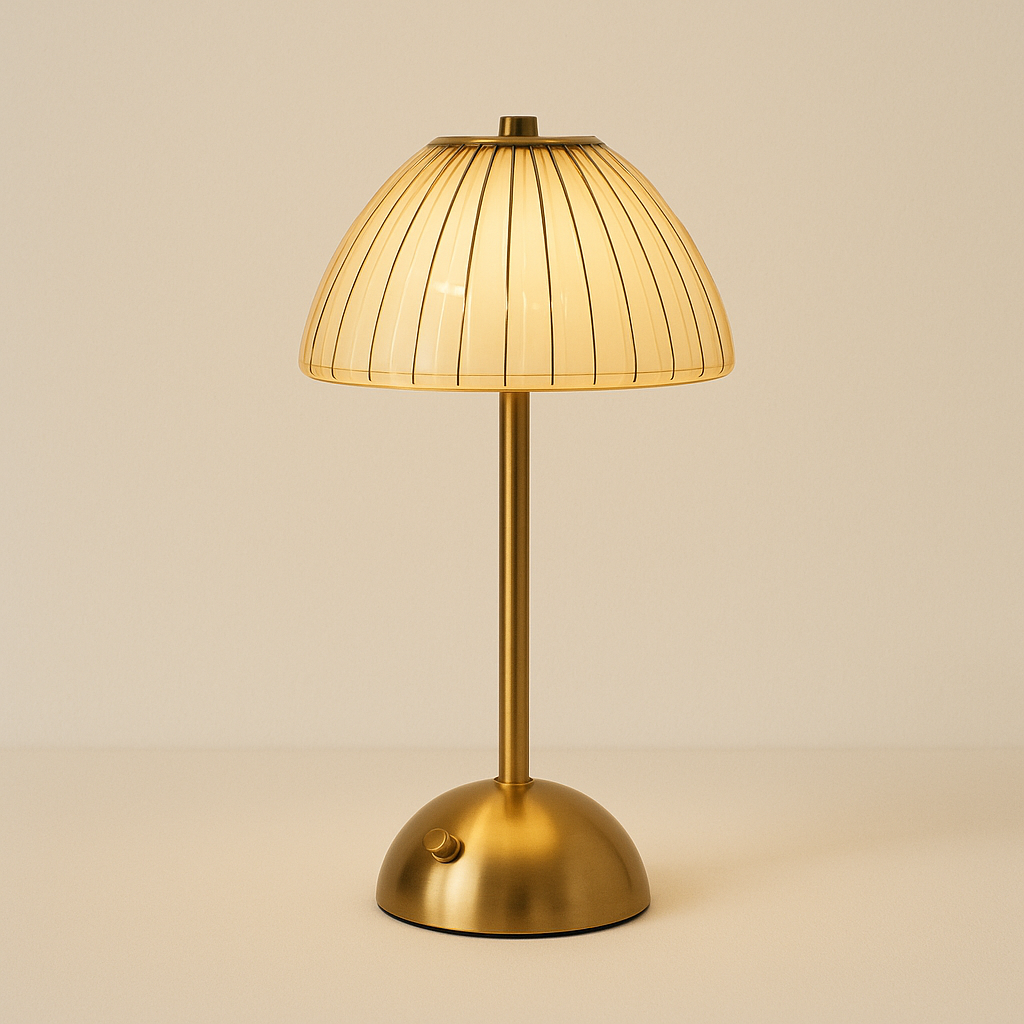 Lampe de Chevet Cristal Doré Rechargeable — Tactile LED Dimmable & Éclairage Chaud Élégant