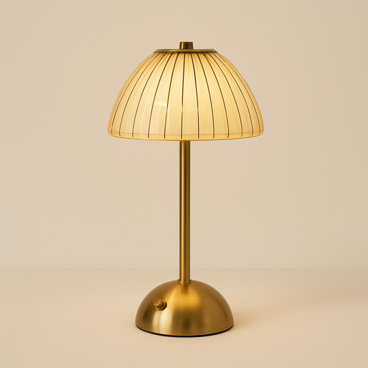 Lampe de Chevet Cristal Doré Rechargeable — Tactile LED Dimmable & Éclairage Chaud Élégant