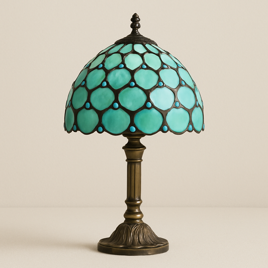 Lampe de Chevet Tiffany Vintage – Verre Coloré Fait Main, Style Baroque Méditerranéen, Ambiance Chaleureuse et Élégante
