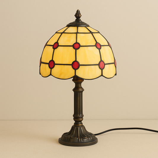 Lampe de Chevet Tiffany Vintage – Verre Coloré Fait Main, Style Baroque Méditerranéen, Ambiance Chaleureuse et Élégante
