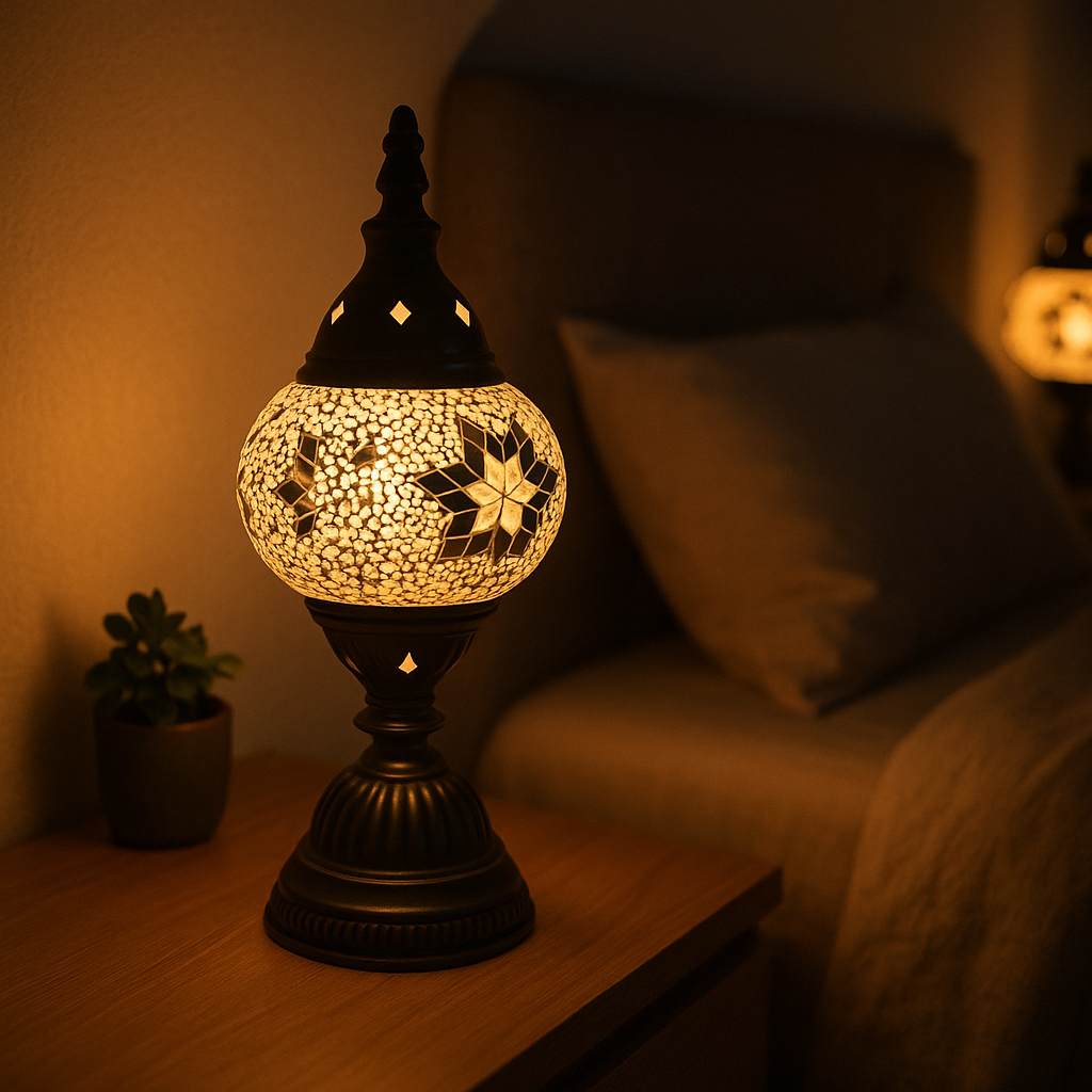 Lampe de Chevet Turque Mosaïque — Verre Coloré Fait Main & Ambiance Orientale Chaleureuse