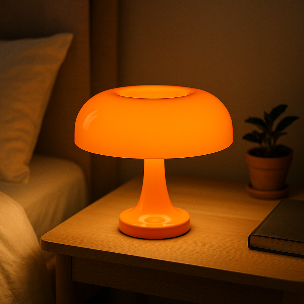 Lampe de Chevet Champignon Design Bauhaus – LED Tactile Rechargeable, Style Moderne pour Ambiance Élégante