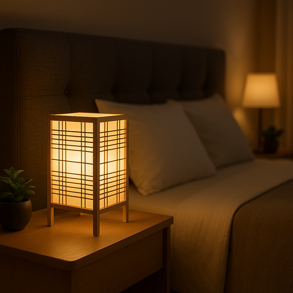 Lampe de Chevet Bambou – Tissage Japonais Minimaliste, Lumière LED Apaisante pour Ambiance Zen et Déco Élégante