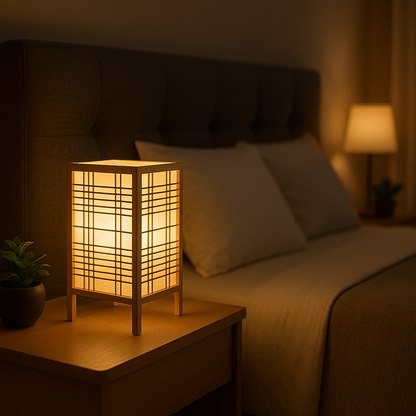 Lampe de Chevet Bambou – Tissage Japonais Minimaliste, Lumière LED Apaisante pour Ambiance Zen et Déco Élégante
