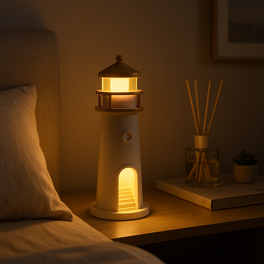 Lampe de Chevet Phare avec Projection de Lune – Veilleuse Enfant Bluetooth, Capteur de Mouvement et Télécommande pour Douces Nuits