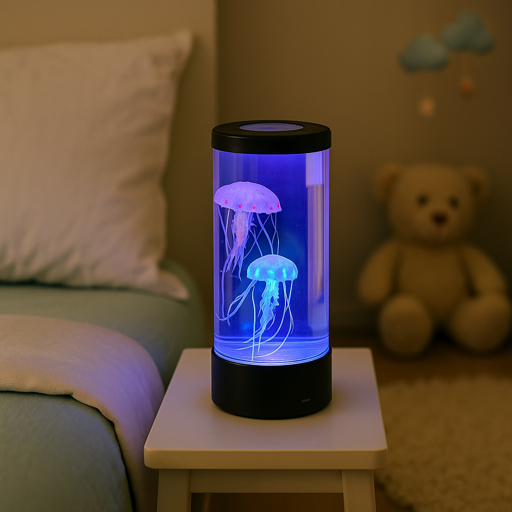Lampe de Chevet Méduse LED — Effet Aquarium Changeant & Ambiance Relaxante Multicolore Enfant